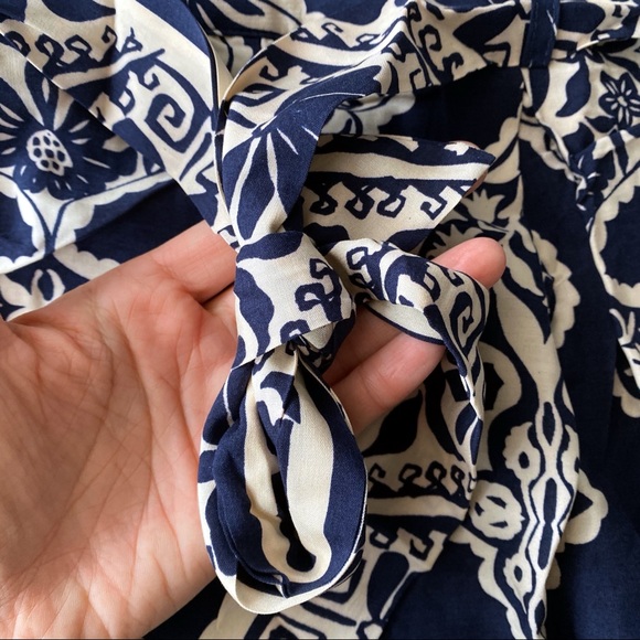 💙 BOHO NAVY IVORY ABSTRACT PRINT HIGH WAIST PANTS! - Picture 5 of 7